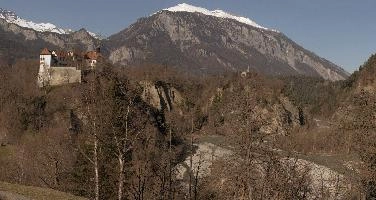 Castle Rhäzüns on the Grisonian Alpine Rhine river in Switzerland, shingle, schloss, rhäzüns, grisonian, alpine, chur, gorge, valley, rhine, sunshine, grisons, spring, switzerland, mountains, europe, river, rhäzüns, water, castle, bed