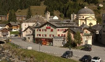 San Bernadino, grisons, church, houses, mountains, alps, europe, outdoors, switzerland, san bernadino, building, village