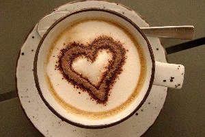 Capuccino with heart-shaped cocoa, switzerland, foam, spoon, coffee, café, cappuccino, gallen, topping, sankt, restaurant, europe, cocoa, breakfast, saucer, cup, chocolate, shape