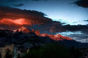 Alpenglow on the Falknis, Switzerland, null