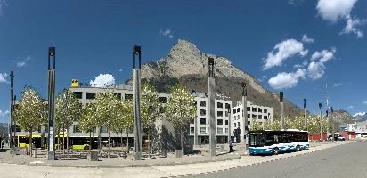 Bahnhofareal, Sargans, areal, paved, switzerland, urban, alps, buildings, spring, bus-stop, modern, lamps, cityscape, bahnhof, rural, swiss, scenery, sargans, pillars, landscape, outdoor, square, growth, gonzen, blue, business, park, panorama, mountains, planted, blossom, station, concourse, cloud, sky