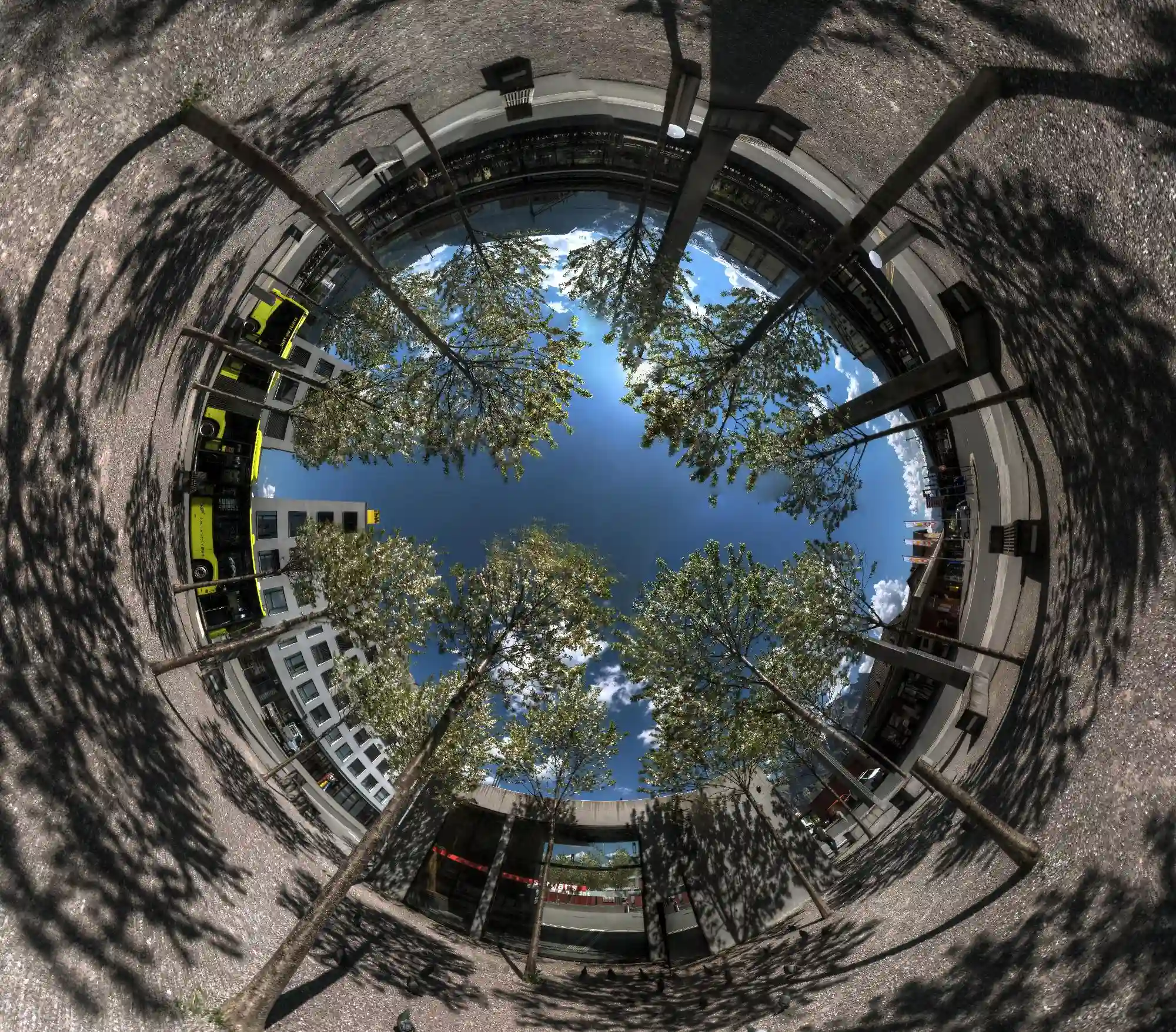 Bahnhofareal Sargans, 360°, areal, paved, switzerland, urban, alps, buildings, spring, bus-stop, modern, lamps, cityscape, rolled, bahnhof, rural, swiss, scenery, circular, sargans, pillars, landscape, outdoor, square, growth, gonzen, blue, business, park, panorama, mountains, planted, blossom, station, concourse, cloud, sky