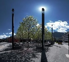 Bahnhofareal Sargans, areal, paved, switzerland, urban, alps, buildings, spring, bus-stop, modern, lamps, cityscape, bahnhof, rural, swiss, scenery, sargans, pillars, landscape, outdoor, square, growth, gonzen, blue, business, park, panorama, mountains, planted, blossom, station, concourse, cloud, sky