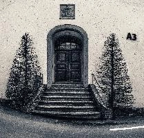 Building entrance in old town of Sargans, Switzerland, null