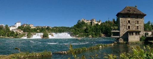 Rheinfall bei Schaffhausen, rhine, river, switzerland, rhein, islands, waterfall, scenery, rheinfall, white, schaffhausen, schlössli, falls, green, torrent, cascade, schloss, schloessli, summer, swiss, water, laufen, current, power, island