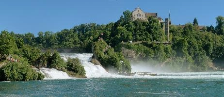 Rheinfall bei Schaffhausen, rhine, river, switzerland, rhein, islands, waterfall, scenery, rheinfall, white, schaffhausen, schlössli, falls, green, torrent, cascade, schloss, schloessli, summer, swiss, water, laufen, current, power, island