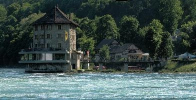 Schloessli Woerth am Rheinfall, rhine, white, swiss, water, wörth, waterfall, restaurant, rheinfall, torrent, tourism, schaffhausen, castle, bridge, falls, visitors, current, flowing, exterior, stone, jetty, river, switzerland, schlössli, island, building, facade