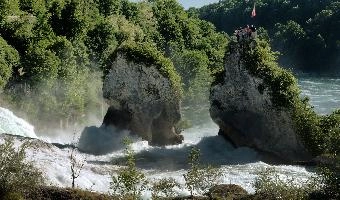 Rheinfall Rocks, islands, wild, swiss, foliage, water, rhine, laufen, waterfall, steadfast, rheinfall, vegetation, river, summer, schaffhausen, island, green, rhein, isolated, white, deck, look-out, tourists, solid, switzerland, visitors, falls, current, torrent, observation, outlook