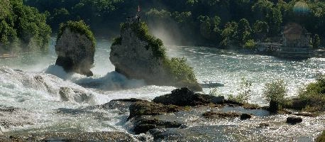 Rheinfall, rhine, wild, river, foliage, switzerland, rhein, laufen, waterfall, steadfast, rheinfall, vegetation, white, summer, schaffhausen, island, green, falls, isolated, torrent, deck, look-out, tourists, solid, swiss, visitors, water, islands, current, observation, outlook