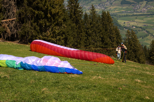 Paraglider chutes on Schoenhalden, Sankt Gallen, schönhalden