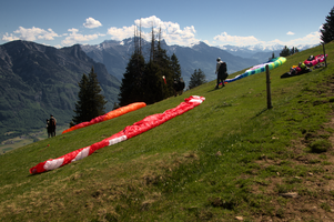 Paraglider chutes on Schoenhalden, Sankt Gallen, schönhalden