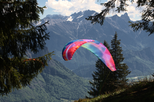 Paraglider chute on Schoenhalden, Sankt Gallen, schönhalden