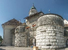 Town walls and portal of the historic, baroque town of Solothurn, Switzerland, stone, massive, walls, urban, town, city, defensive, baroque, grand, solothurn, historic, switzerland, entrance, europe, portal