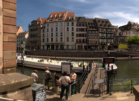 River jetty in Strasbourg, Alsace, Strasbourg