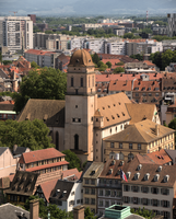 Church androoftops from Strasbourg cathedral tower, Alsace, Strasbourg