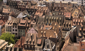 Church androoftops from Strasbourg cathedral tower, Alsace, Strasbourg