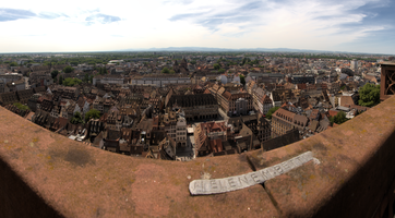 Strasbourg rooftops from cathedral tower, Alsace, Strasbourg
