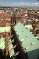 Strasbourg rooftops from cathedral tower, Alsace, Strasbourg
