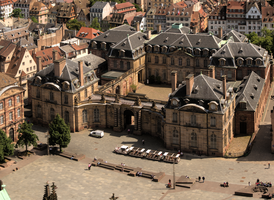 Strasbourg rooftops from cathedral tower, Alsace, Strasbourg