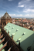 Strasbourg rooftops from cathedral tower, Alsace, Strasbourg