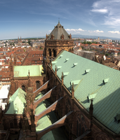 Strasbourg rooftops from cathedral tower, Alsace, Strasbourg