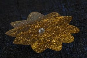 Hand-made gold-leaf jewellery in Florence, Tuscany, leaf, macro, gold-leaf, pearl, gold, ear-ring, lütkemeyer, earring, dörthe, decoration, design, montespertoli, ornamentation, fashion, tuscan, jewellery, beautiful, tuscany, speciality, glitter, italian, artisanal, shimmer, italy, hand-made, closeup