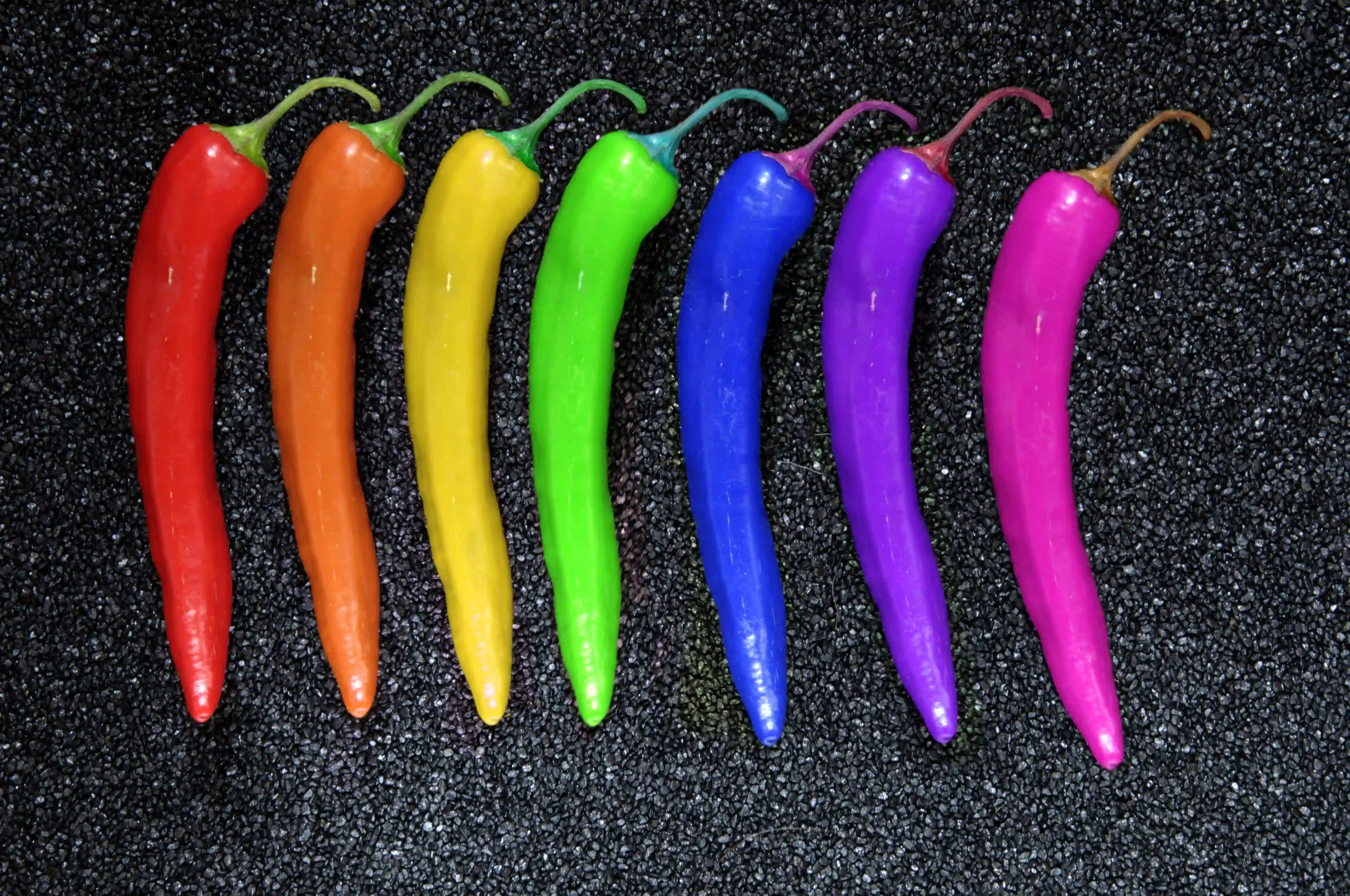 Schofield Scale, rendered in multicoloured chillies,  chilli of many colours,  chilli pepper in all the colours of the rainbow