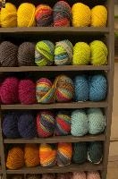 Colours of Wool, buchs, fibre, display, shelves, supply, balls, europe, fabric, switzerland, provisions, wool, natural, material, shop, knitting, colourful