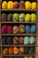 Colours of Wool, buchs, fibre, display, shelves, supply, balls, europe, fabric, switzerland, provisions, wool, natural, material, shop, knitting, colourful