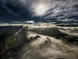 View from Säntis, rugged, alpine, peaks, alpstein, view, säntis, haze, mountains, mist, alps, sunrise, switzerland, morning, appenzell, stone, saentis, rock
