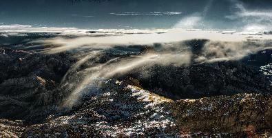 View from Säntis, rugged, alpine, peaks, alpstein, view, säntis, haze, mountains, mist, alps, sunrise, switzerland, morning, appenzell, stone, saentis, rock