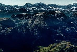 View from Säntis, rugged, alpine, peaks, alpstein, view, säntis, haze, mountains, mist, alps, sunrise, switzerland, morning, appenzell, stone, saentis, rock