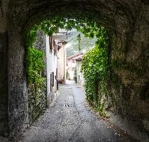 Covered street in Cabbio, Ticino, ticino, alpine, europe, cabbio, italian, covered, rural, alps, arch, switzerland, tunnel, mountains, street, creeper, passage, village, road, path, virginia
