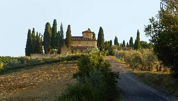 Farmstead with cypresses in Polvereto, Florence in Tuscany, mediterranean, europe, florence, tuscany, italy