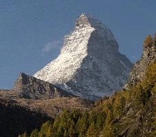 Matterhorn, alps, peak, foliage, autumn, matterhorn, europe, mountain, switzerland, zermatt, forest, colour