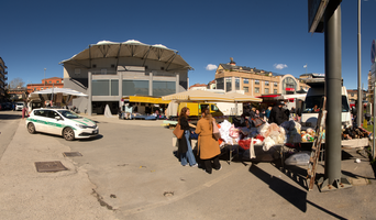 Market on piazza in Varese, Lombardy, Varese