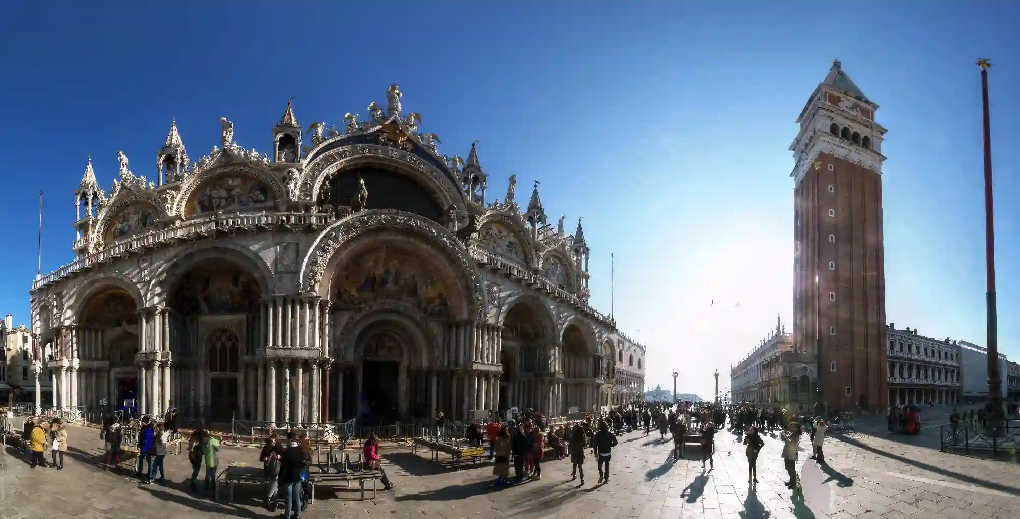 Basilica di san Marco and Campanile, venezia, famous, daylight, tourists, tourism, january, marco, venetian, marks, veneto, domes, outdoors, blue sky, italy, basilica, sunny, italian, saint, venice, historic, cathedral, church, square, travel, winter, san, piazza, architecture, byzantine, venezia, square, saint, venice, renaissance, piazza, veneto, paved, italy, venetian, marco, tourism, tower, marks, campanile, byzantine, historic