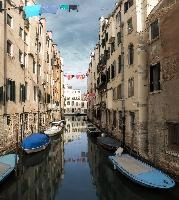 Canal,  clothes hung across canal