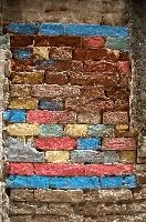 Brick Art at S. Maria del Giglio, venezia, secluded, colourful, giglio, informal, maria, town, veneto, art, italy, casual, santa, urban, decorated, city, improvement, renovation, alley, colour, impromptu, bright, personal, paint