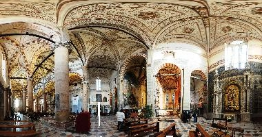Interior of the Basilica di Santa Anastasia, Verona, renaissance, ornate, pillars, interior, chiesan, old, church, building, anastasia, catholic, verona, religious, veneto, decorated, italy, ceiling