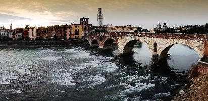 The Ponte di Pietra in Verona, stone bridge across the Adige, stone, bridge, outdoors, adige, picturesque, water, urban, flow, town, arches, mediterranean, columns, veneto, pietra, italy, ponte, verona, river