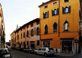 Street in Verone, the Veneto, shutters, arches, street, urban, shakespeare, ochre, city, plaster, town, ancient, verona, old, italian, mediterranean, veneto, neglect, italy, venetian