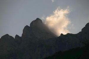 Cloud on the Churfirsten, alps, churfirsten, cloud, europe, evening, gallen, light, mountain, peak, sankt, switzerland