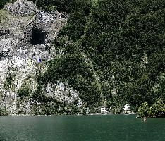 Hole in the Wall, mols, lake, mountains, swiss, cliff, switzerland, mining, walensee, walen, walenstadt, forest, kieswerk, aggregates, water, industry, extraction, gravel, lakeside, alpine, alps, face, rock, mine, plant