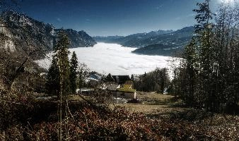 Cloud in the Valley, alps, fluffy, alpine, flat, clouds, switzerland, inversion, walenstadtberg, blue sky, cloud, white, mountain, base, walenstadt, fog, season, lake, bright, valley, autumn, floor, mist, weather, swiss, churfirsten, flums, walen, sunlight, sunshine