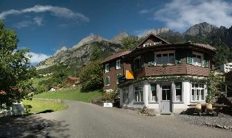 Bar-restaurant on Walenstadtberg, Switzerland, chalet, alps, valley, clouds, walenstadtberg, walenstadt, switzerland