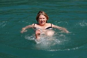 Walensee Schwimmschatz, europe, switzerland, sankt, gallen, walensee, summer, lake, walen, woman, swimming, bettina