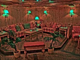 Hotel Allalin in Zermatt, allalin, carved, facade, hotel, interior, lights, lounge, night, switzerland, wooden, zermatt