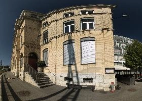 Gleis 9 building in Oerlikon, Switzerland, zürich, mfu, switzerland, mfo, gleis 9, historic, building, oerlikon, factory, zuerich, urban, brick, modern, summer, exterior, yellow, maschinenfabrik, famous, monument, sunshine, blue sky
