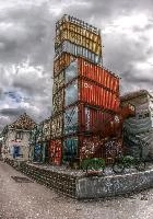 Container tower of Hardbnrücke, Switzerland, zürich, zuerich, modern, acrhitecture, city, buildings, town, swiss, street, switzerland, hardbrücke, outdoors, urban, towers, zh